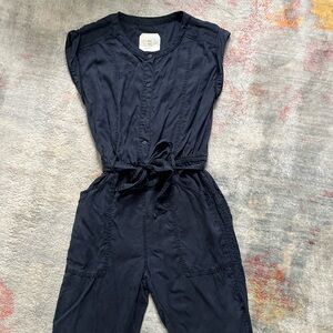 HEI HEI Navy Blue Sleeveless Jumpsuit with elastic waist and tie- so cute!